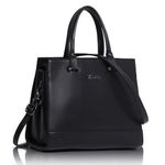 EXOTIC Women Feminina Solid Top Handle Tote Hand Bag (Black)