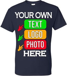 Custom T-Shirts for Men and Women Design Your Own Personalized Shirt with Text Image Logo Customizable Front and Back Print Soft Cotton Tee Navy