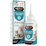 VETIQ Tear Stain Remover For Cats 3+ Months & Dogs 2+ Months, Safe & Gentle Solution to Remove Stubborn Tears & Saliva Stains Around Eyes & Mouth, 100 ml (Pack of 1)