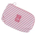 House of Quirk Multi-function Portable Digital Product Storage Bag Electronic Accessories Travel Data Organizer Cable Organizer Pouch Shock-Proof Charger Data Line Bag - Pink Stripes, Polyester