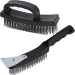 Wire Brush Set of Heavy Duty, 4 Rows Carbon Steel Brush for Cleaning Rust and Heavy Dirt with Ergonomic Handle Grip, 2pcs Multi-Function Wire Brushes