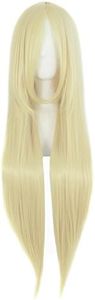 MapofBeauty 32" 80cm Long Straight Anime Costume Cosplay Wig Party Wig (Light Blonde)