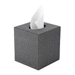 BTSKY Linen Household Office Cube Tissue Paper Holder Square Tissue Box Cover Case Napkin Holder (Grey)