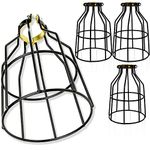 Newhouse Lighting Metal Lamp Guard for Pendant String Lights and Vintage Lamp Holders, Industrial Wire Iron Bird Cage, 4-Pack