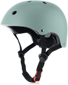 OUWOR Youth Skateboard Bike Helmet for Boy and Girl, Lightweight Adjustable, Multi-Sport for Bicycle Skate Scooter (Misty Blue, Medium)