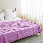 HOMEMONDE Flannel Plush Blanket Double Super Soft Warm Throw Fuzzy Blankets, Lightweight Cozy and Comfy for All Seasons - (90 x 90 Inch, Lilac)