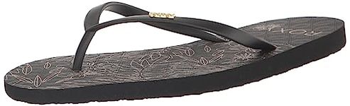 Roxy Women's Viva Stamp Flip Flop Sandal, Metallic Gold/Black 233, 7