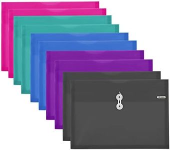 BAZIC Products Plastic Envelopes with String Closure, Assorted Color Poly Envelopes with Side-Loading Design, Durable File Holders for Home, Office, or School, 10-Pack