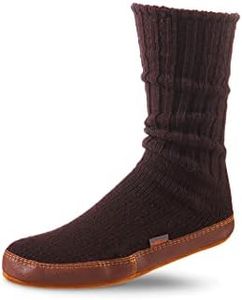 Acorn Mens and Womens Original Slipper Socks - Cloud Cushion, Ragg Wool, Moisture-Wicking, Suede Sole, Raisin, 8-9 Women/6-7 Men