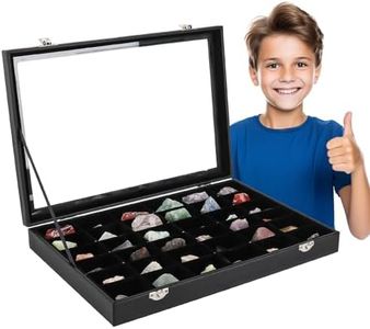 BTYCityMao Rock Collections Box for Kids - Rock Display Case for Collectibles - Rock Collection Storage - Display Shelf for Collectibles - Rock Collection Display Case - 36 Grid PU Leather Rock Box