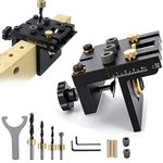 Pocket Hole Jig System, 3 in 1 Woodworking Hole Drill Punch Positioner, 6/8/10/15mm High Precision Guide Locator Jig Joinery Kit, Adjustable Drilling Guide Puncher Locator