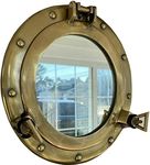 Antique Brass 9 Inch Mirror Porthole Wall Hanging Nautical Home Decorative Gift