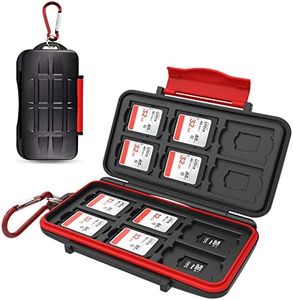 Kiorafoto 24 Ranuras Tarjetero SD Micro SD para 12 Tarjetas SD SDXC SDHC + 12 Tarjetas Micro SD SDXC SDHC, Protector Resistente a Los Golpes de Agua Funda Tarjetas SD with Carabiner