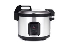 Commercial Stainless Steel Rice Cooker - Professional 64 Cup Cooked (32 Cup Uncooked) Rice Maker Cooker With Non Stick Pot & Hinged Lid - Includes a Rice Measuring Cup & Rice Scoop