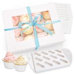 Ohuhu Cupcake Boxes, Thicken 6 Pack 12 Count Cupcake Containers - Food Grade with Handle Tray Window and Inserts to Hold 72 Pastry Muffin Box for Birthday Holiday Party Bakery Supplies Wedding