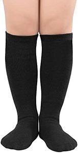 Zando Black Soccer Socks Youth Knee High Socks Boys Baseball Socks Cotton Girls Long Black Socks School Uniform Stockings for Boys Girls Kids Sport Tube Socks 10-12 Years Black