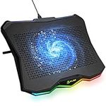 KLIM Rainbow + Laptop Cooling Stand with RGB backlighting + 11" - 19" + Gaming Laptop Cooling Pad For Desk + USB Powered Fan with Metal Grid + Stable And Silent + Compatible Mac and PS4 PS5