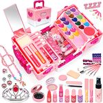 Kids Makeup Sets for Girls - 57 PCS Girls Toys, Washable Makeup for Children, Girls Make Up Set 4-12, Play Make Up for Kids Little Girls Princess, Birthday for girls (Pink)