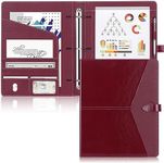 Toplive Padfolio 3 Ring Binder Organizer Business Portfolio Folder for Women, A4/ Letter Size PU Leather Portfolio Padfolio for Interview Conference Presentation, Wine Red