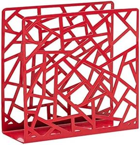 Metal Red Napkin Holder Table Decor ,Farmhouse Napkin Holder for Tabletop and Kitchen Countertops, Decorative Tissue Dispenser, Indoor and Outdoor Decor, Modern Abstract Lines Designed