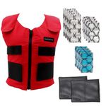 Glacier Tek Sports Cool Vest Bundle, with Cooling Packs Plus Booster Pack Set Red