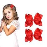 3 Inch Red Hair Bow Clips for Girls