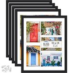 Icona Bay 11x14 (28x36 cm) Collage Picture Frames with Removable Mat for 5-4x6 (10x15 cm) Photos (Black, 5 Pack), Modern Style Wood Composite Frames, Wall Mount Only, Bliss Collection