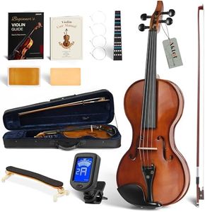 AKLOT Hourglass 4/4 Violin Set: Ergonomic Body, Solid Spruce Top Fiddle, Maple Back, Acoustic Beginner Violin with Hard Case, Lesson Book, Bow, Shoulder Rest, Tuner, Fretboard Stickers, Glossy Brown