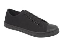 GladRags Women's Ladies Girls Low Top Canvas Trainers, Pumps, Plimsolls All Black Size 6