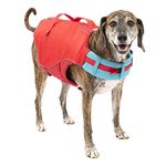 Kurgo Surf n’ Turf Dog Life Jacket - Flotation Life Vest for Swimming and Boating - Dog Lifejacket with Rescue Handle and Reflective Accents - Machine Washable - Red/Blue, Large