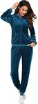 Hotouch Women's Sweatsuit Set Velour Hoodie Pocket Tracksuits jogging suits