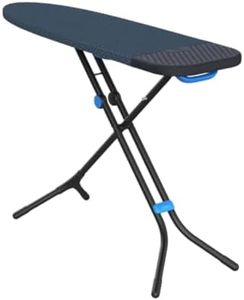 Joseph Joseph Glide Plus Ironing Board 130 x 38cm with Compact Adjustable Legs and Integrated Heat Resistant Steam Iron Rest Advance, Anti-drip, super absorbent cotton cover, Black/Blue