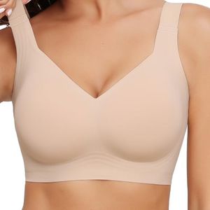 Mivorica Bras for Women Seamless Wireless Full Coverage Support Everyday Bras Comfort Soft Non Wired Ladies Sleep/T-Shirt Bra, Nude, L
