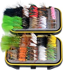 Outdoor Planet Double Side Waterproof Pocketed Fly Box with 100 Pieces Dry/Wet/Streamer Trout Fly Fishing Flies Lure