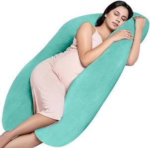 MY ARMOR Full Body U Shape Pregnancy Pillow for Pregnant Women, Maternity Pillow Gift for Pregnancy Sleeping, 3 Months Warranty, Premium Velvet Cover with Zip, Aqua Green