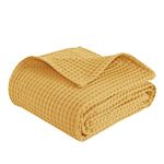 PHF 100% Cotton Waffle Weave Throw Blanket 50" x 60" - Pre-Washed Soft Lightweight Breathable Blanket for All Season - Perfect Blanket Layer for Couch Bed Sofa - Elegant Home Decoration - Ginger