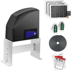 TOPENS DKC500S Solar Sliding Gate Opener Chain Drive Automatic Gate Motor for Heavy Driveway Slide Gates Up to 1300 Pounds, Electric Gate Operator Battery Powered with Solar Panel Remote Control Kit