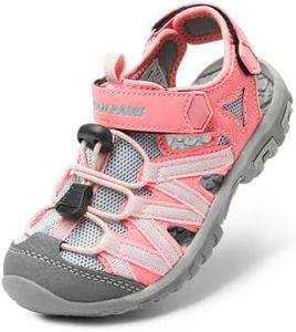 DREAM PAIRS Boys Girls Closed-Toe Outdoor Summer Sport Sandals for Little/Big Kid,Size 6 Big Kid,Pink/Grey/Green,181108K