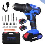 21V Cordless Power Drill,Handheld Screwdriver Drill Set with 25+1 Torque Setting,1.5AH Li-ion Battery&Fast Charger,2-Gear Combi Hammer Drill,Safety Lock 3/8" Chuck Drill Driver Kit with Carrying Case