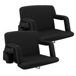 Alpcour 2-Pack Stadium Seats with Back Support – Premium Foldable Bleacher Seat Cushions – Waterproof, Anti-Skid & 6-Reclining Positions – Extra Thick Padded Outdoor Chairs for Events & Games