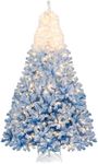 Goplus 8 FT Pre-Lit Snow Flocked Ch