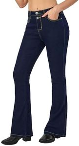 VIPONES Bell Bottom Jeans for Women High Waisted Flare Jean Bootcut Stretch Skinny Wide Leg Denim Blue Pants (106,Size 16)