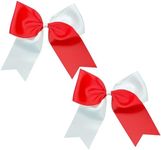 2 Pcs 7.48 Inches Two Toned Hair Bows Cheerleading Bow Hair Ties Bow Ponytail Holders Big Bowknot Hair Elastics Decorative Hair Ropes Red White