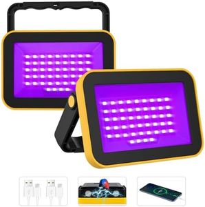T-SUN 2 Pièces UV Lumière Noire, 5200mAh Projecteur LED UV, IP66 Etanche Rechargeable Lumière Noire Ultraviolet avec Support Rotatif 180°，Aimant，Trou pour trépied pour Glow Party, Halloween