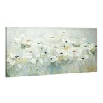 ArtbyHannah 24x48 Large Flower Paintings Canvas Wall Art for Living Room, Hand-Painted Oil Painting with Colorful Floral Textured Wall Decor