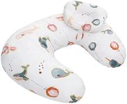 LAT LEE AND TOWN Nursing Pillow With Baby Cushion 100% Cotton Breastfeeding Baby Pillow Breast Feeding Cushion Baby Removable Cover (Whale)