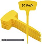 Beerlove 60 Pcs Large Plastic Plant Labels T-Type Durable Nursery Garden Markers Plant Tags for Outdoor Indoor Herbs Flowers Vegetable Potted Plants with Pen