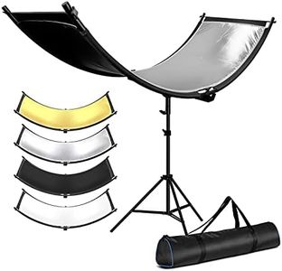 LimoStudio Bent Light Reflector/Diffuser Set with Silver, Gold, and White Reflectors and Tripod Stand for Photography and Video Studio, Ideal for Portraits and Beauty Shots, AGG2809