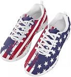 GIFTPUZZ Mens Running Sneakers Lightweight Sports Tennis Shoes Wedge Breathable Gym Lace Up Athletic Trainers, Stars and Stripes, 8