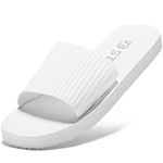 STQ Memory Foam Sandals Women Slip On Flat Sandals Plantar Fasciitis Cloud Slides White Size 7